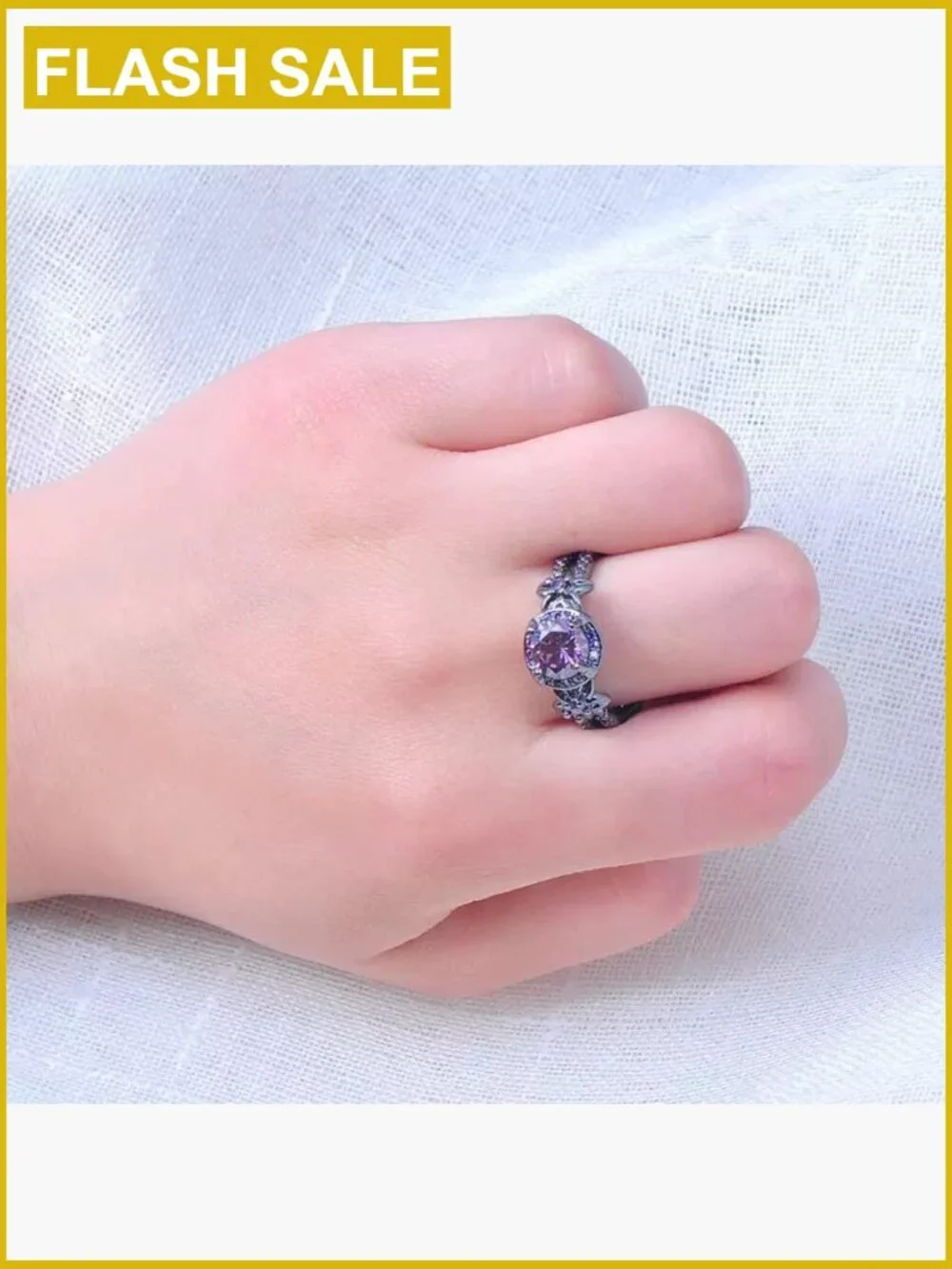 Vintage Crystal Statement Ring with Floral Accents, Copper Band